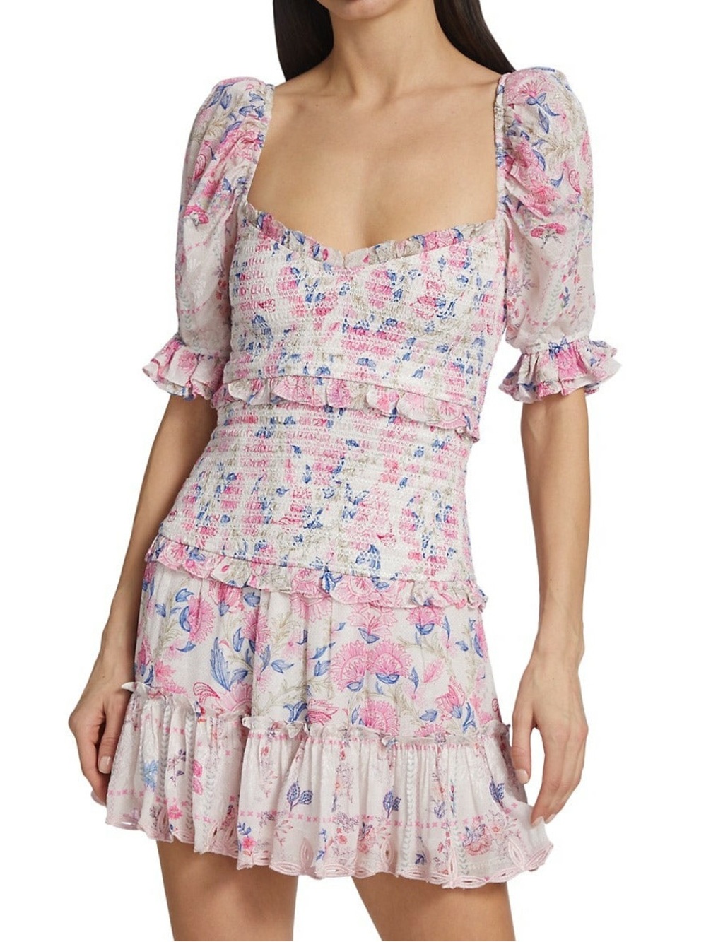 Hemant And Nandita Kati Smocked Mini Dress Large